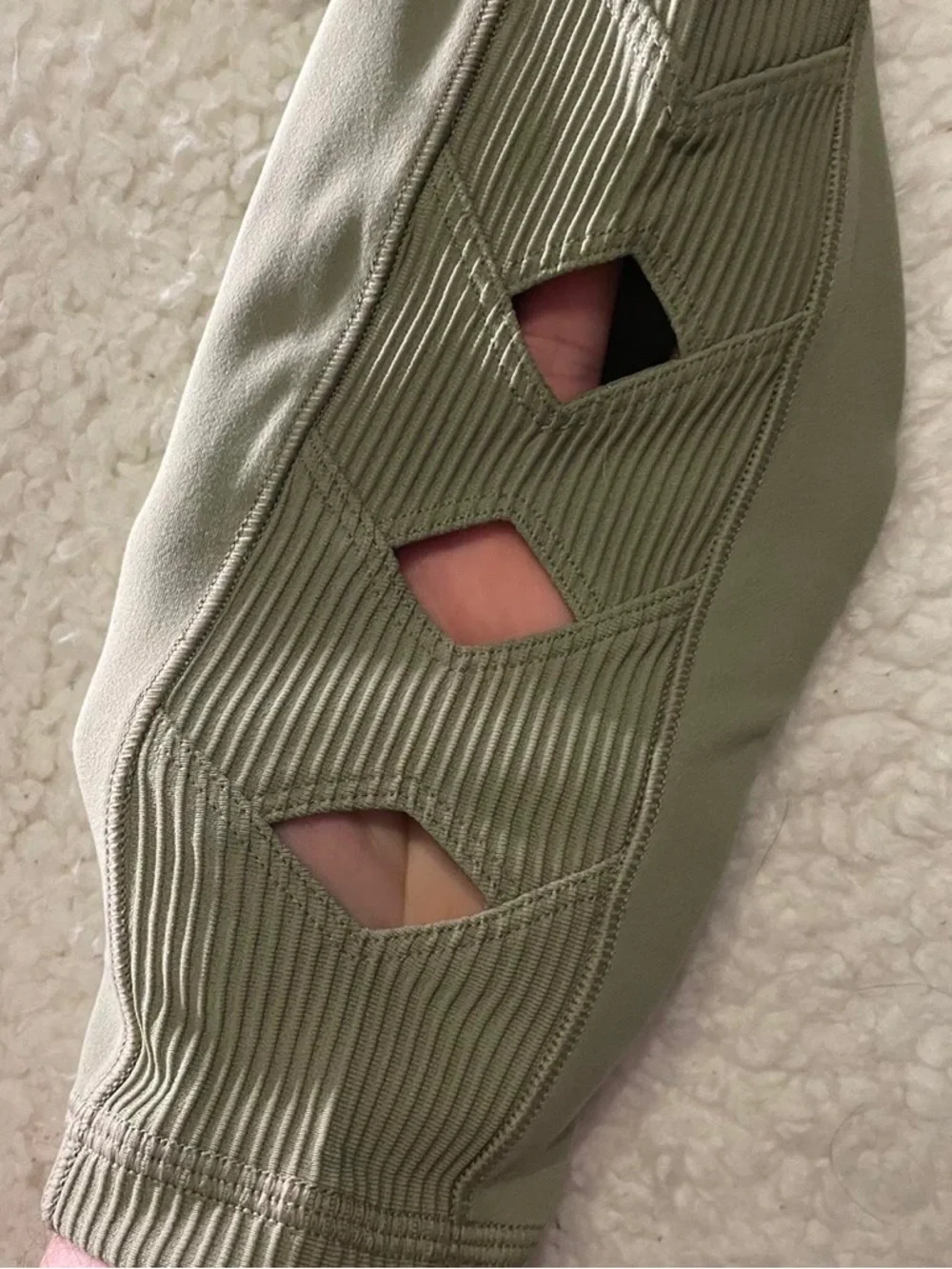 Athleta Olive Sage High-Rise Seam Detail Leggings with Cutout Accents - Picture 4 of 14